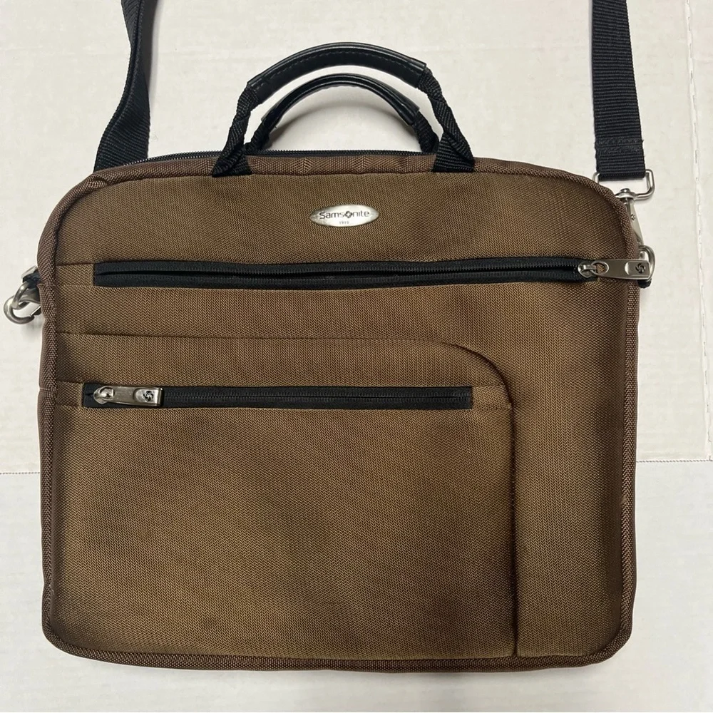 Samsonite Tan Laptop Bag with Black Accents